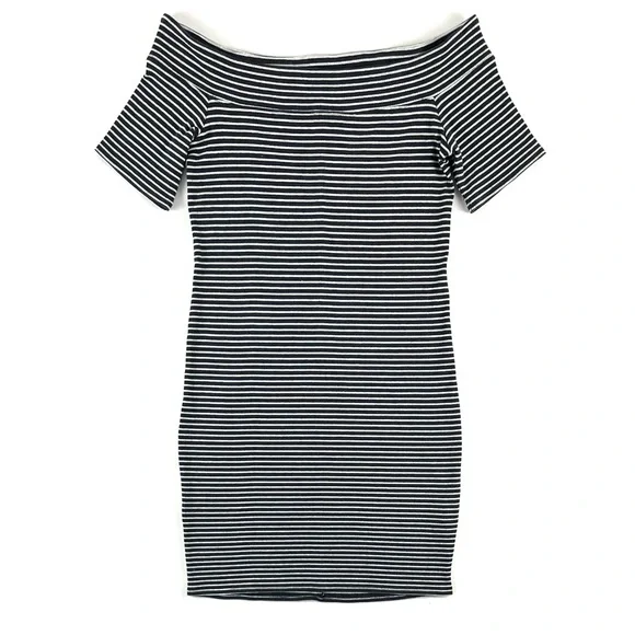 Hollister | Dresses | Hollister Co Off The Shoulder Black White Stripe  Bodycon Dress | Poshmark